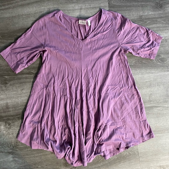 LOGO light purple Tunic length blouse